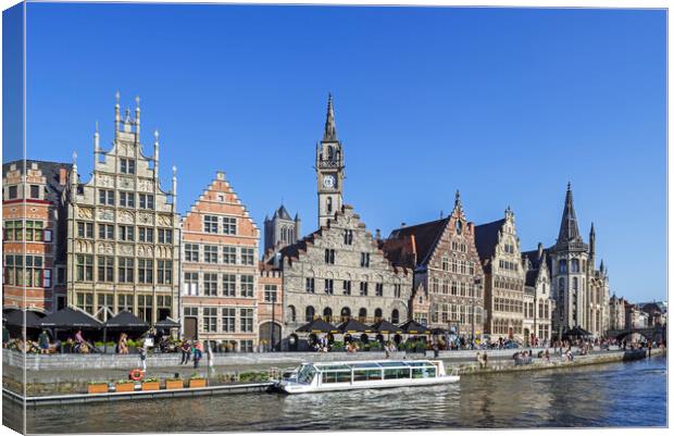 Guildhalls at the Graslei / Grass Lane in the City Ghent, Belgium Canvas Print by Arterra 