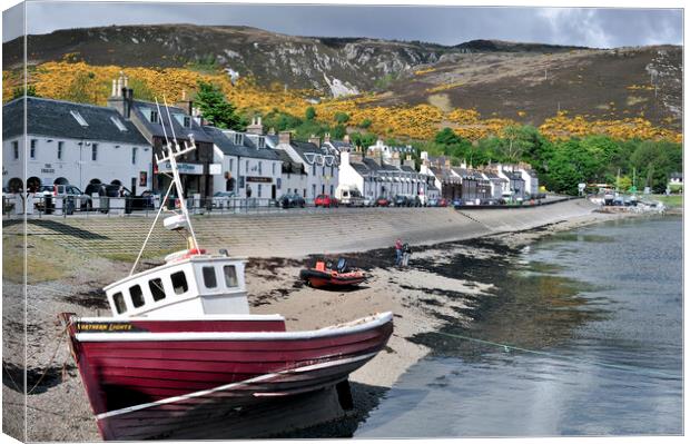 Fishing Boat in the Ullapool Harbour, Scotland Canvas Print by Arterra 