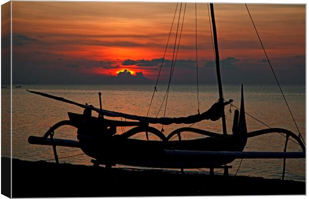 Indonesian Jukung at Sunset, West Java Canvas Print by Arterra 
