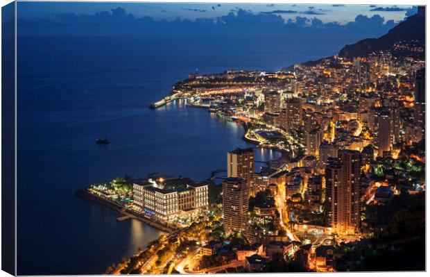 Port of Monte Carlo at Night, Monaco Canvas Print by Arterra 