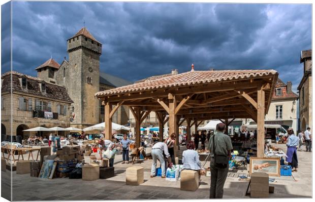 Market Day at Beaumont-du-Périgord, Dordogne Canvas Print by Arterra 