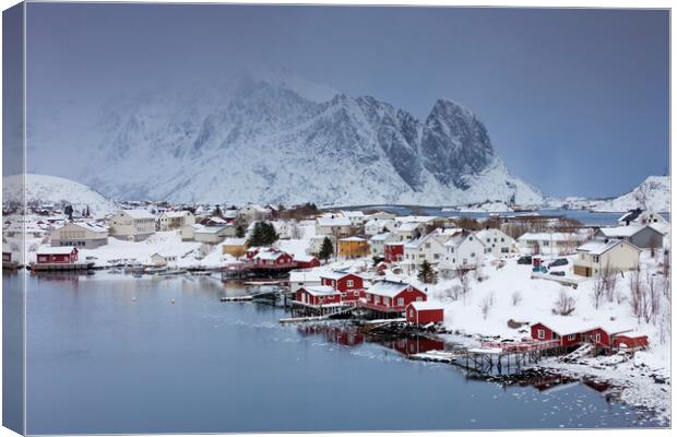 Fishing Village Reine in Winter, Lofoten, Norway Canvas Print by Arterra 