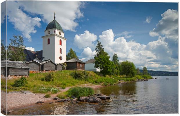 Rättvik Church along Lake Siljan, Dalarna, Sweden Canvas Print by Arterra 