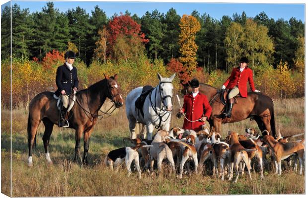 Hunters and Hounds in Autumn Canvas Print by Arterra 