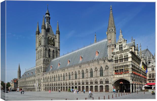 Cloth Hall and Belfry at Ypres, Belgium Canvas Print by Arterra 