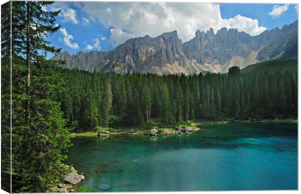 Lago di Carezza, Dolomites, Italy Canvas Print by Arterra 