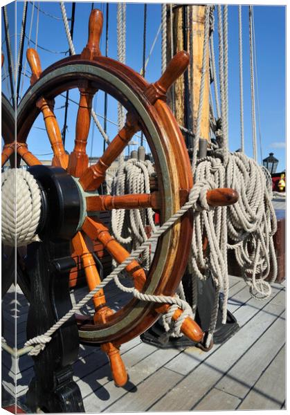 Grand Turk Frigate Wheel and Ropes Canvas Print by Arterra 