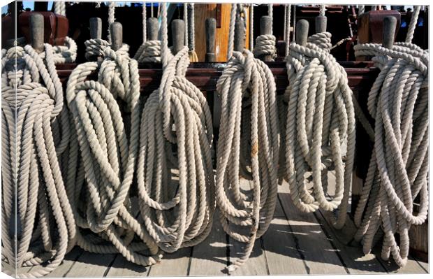 Coiled Ropes on Board of Frigate Grand Turk Canvas Print by Arterra 