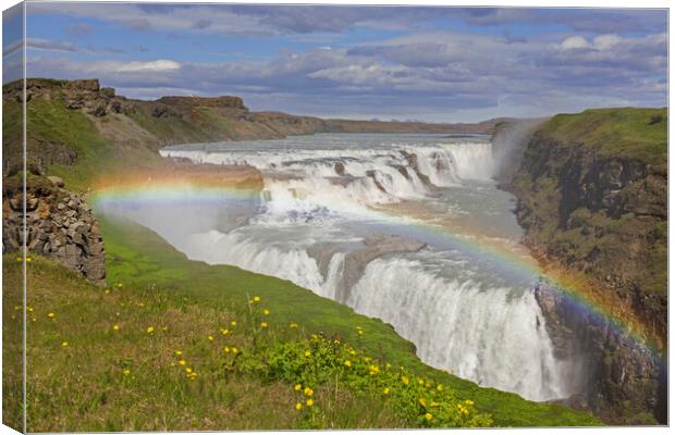 Rainbow over Gullfoss Waterfall, Iceland Canvas Print by Arterra 