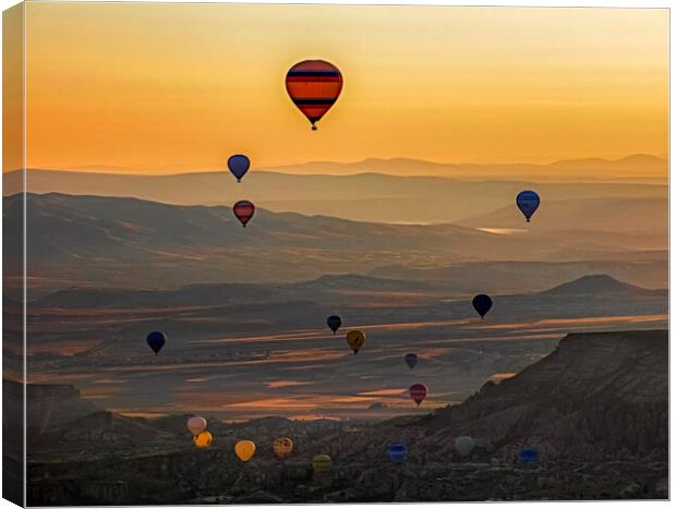 Hot Air Balloons at Sunrise, Cappadocia Canvas Print by Arterra 