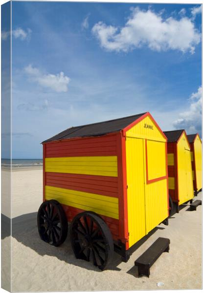 Yellow and Red Beach Huts on Wheels Canvas Print by Arterra 