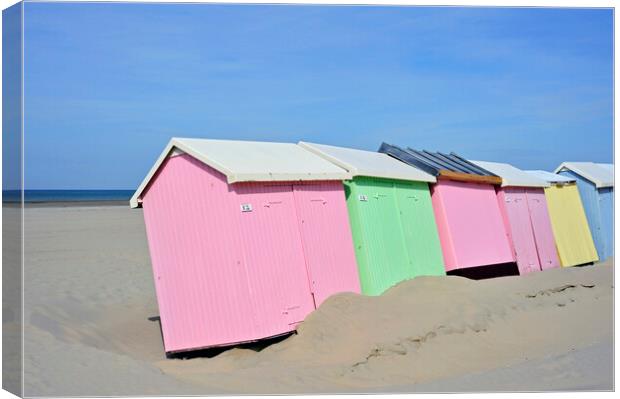 Pastel Coloured Beach Huts Canvas Print by Arterra 