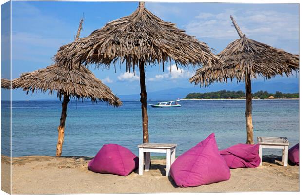 Parasols on Island Gili Trawangan, Indonesia Canvas Print by Arterra 