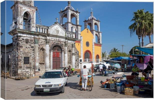 Iglesia Antigua and Market at San Blas, Nayarit, Mexico Canvas Print by Arterra 