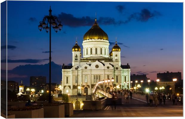 The Cathedral of Christ the Savior at night. Canvas Print by Valerii Soloviov