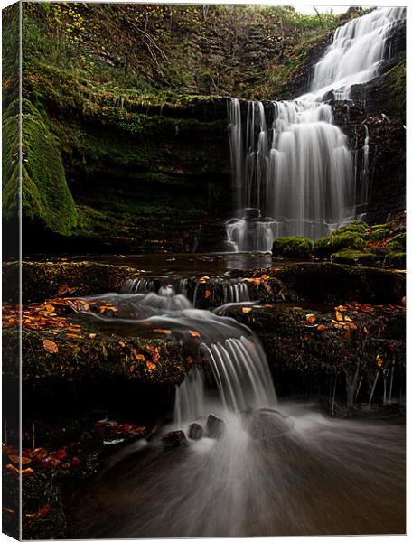 Majestic Autumn Waterfall in Yorkshire Canvas Print by Jim Round