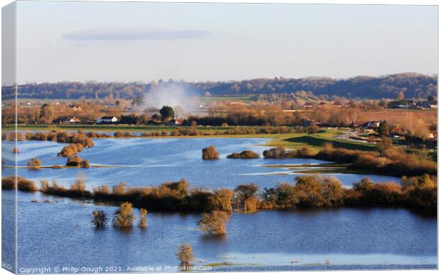 FLOODED SOMERSET LEVELS Canvas Print by Philip Gough