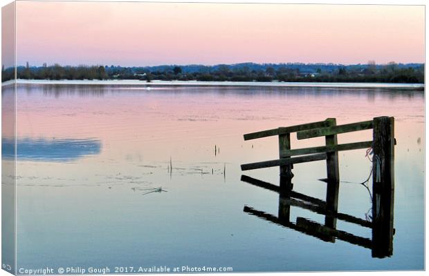 Flooded Fence Canvas Print by Philip Gough