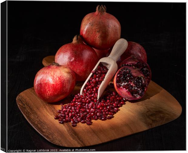 Fresh pomegranate fruits and seeds Canvas Print by Ragnar Lothbrok