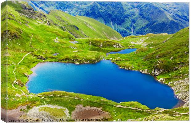 Lake and mountain (Capra Lake in Romania) Canvas Print by Ragnar Lothbrok