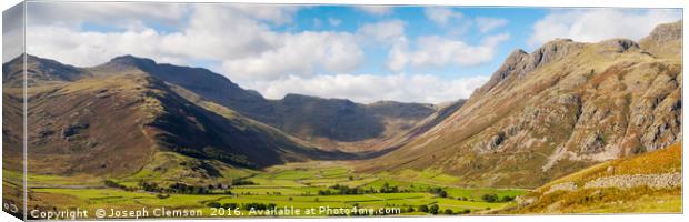 Langdale fell and pikes panorama Canvas Print by Joseph Clemson