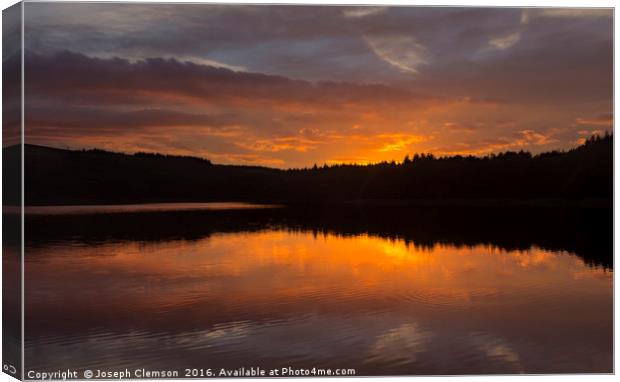 Turton and Entwistle reservoir sunset Canvas Print by Joseph Clemson