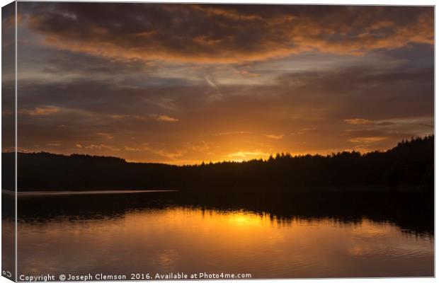 Turton and Entwistle reservoir sunset Canvas Print by Joseph Clemson