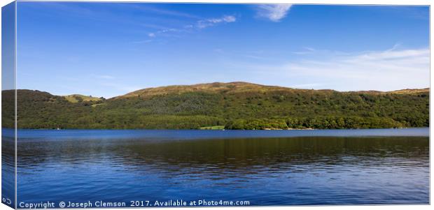 Coniston water and Peel (Wild Cat) Island Canvas Print by Joseph Clemson