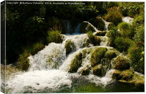 Beautiful waterfall at Plitvice National Park, Cro Canvas Print by Barbara Vizhanyo