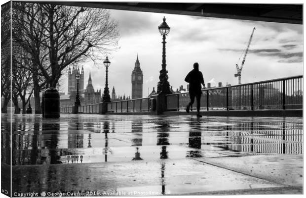 Runner in the Rain Canvas Print by George Cairns