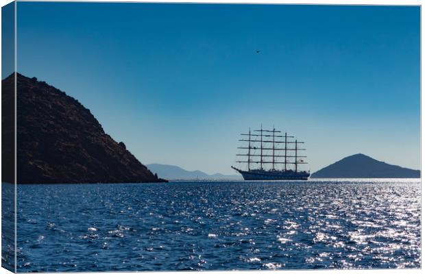 Tall ship on the Aegean sea Canvas Print by George Cairns