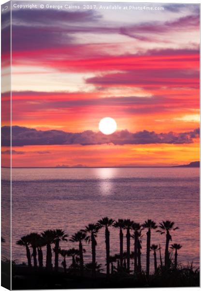 Sunset and silhouettes of the coast of Tenerife Canvas Print by George Cairns