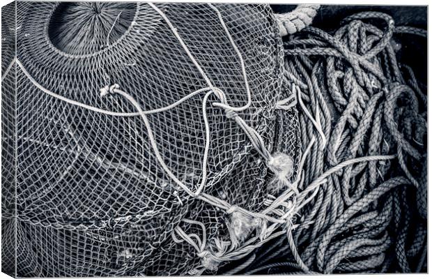 Pot and Rope in Mono Canvas Print by Janette Hill