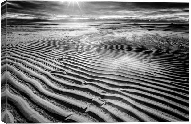 Sand patterns in Mono Canvas Print by Janette Hill