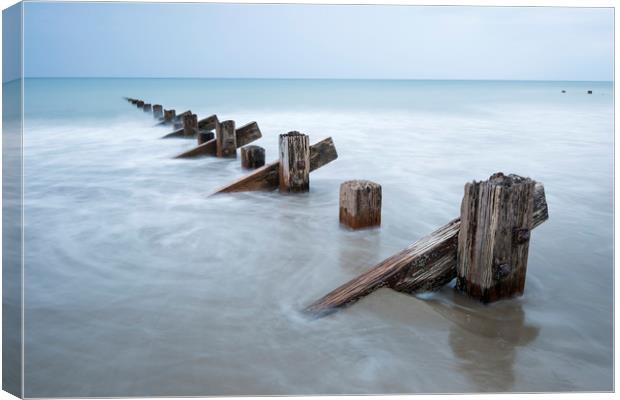 Groynes at Barmouth Canvas Print by Janette Hill