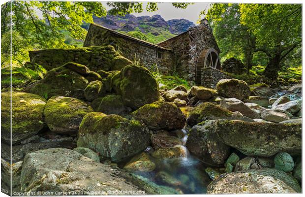 Rustic Charm of an Old Watermill Canvas Print by John Carson
