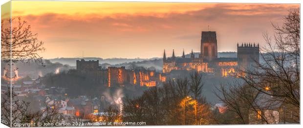  Sunrise Over Durham Cathedral Canvas Print by John Carson