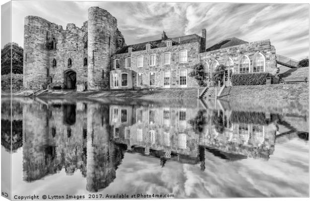 Tonbridge Castle Reflections (black and white) Canvas Print by Wayne Lytton