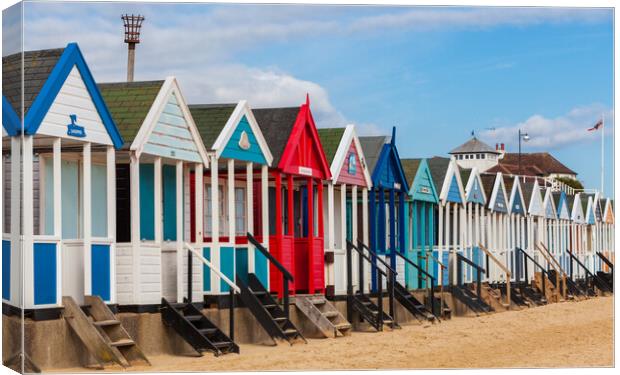 southwold seafront beach huts suffolk Canvas Print by Kevin Snelling