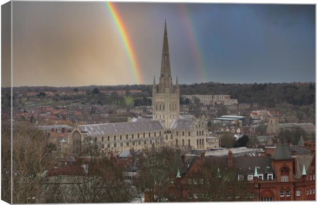 Radiant Norwich Cathedral Rainbow Canvas Print by Kevin Snelling