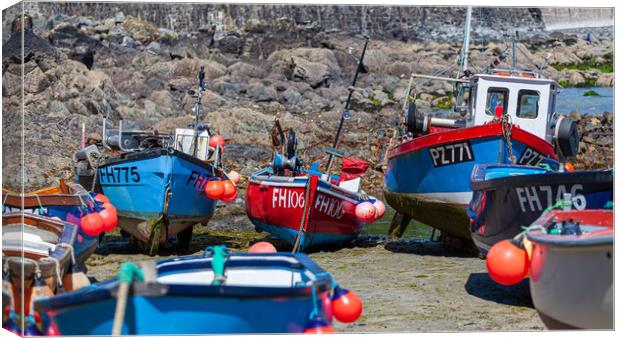 Serene Boats Along the Cornish Coastline Canvas Print by Kevin Snelling