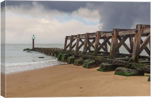 Old Pier at landguard point felixstowe Canvas Print by Kevin Snelling