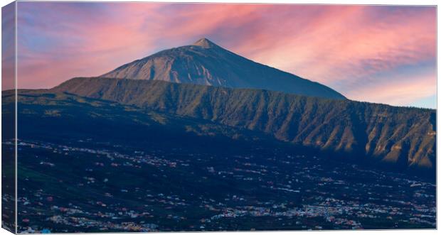 Mount Teide Tenerife from the Orotava valley Canvas Print by Kevin Snelling