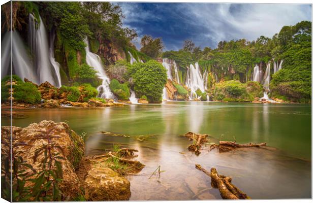 Majestic Kravice Waterfalls Canvas Print by Kevin Snelling