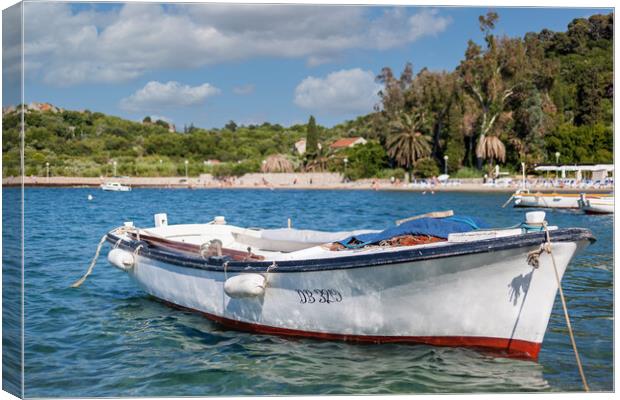 boat on the croatian coast lopud Canvas Print by Kevin Snelling