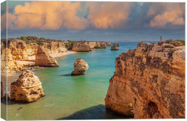 Majestic Cliffs Overlooking Marinha Beach Canvas Print by Kevin Snelling
