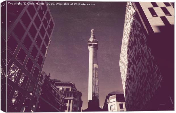 Monument to the Great Fire of London Canvas Print by Chris Harris