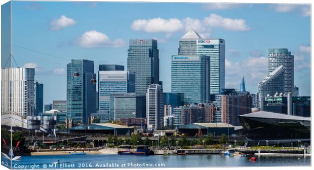 Canary Wharf Cityscape on the Isle of Dogs Canvas Print by Will Elliott