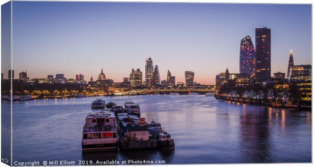 As Dawn rises over the City of London... Canvas Print by Will Elliott