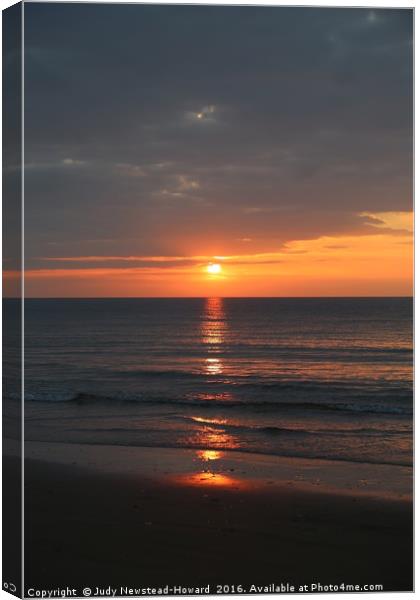 Sunset, Brancaster Beach, Norfolk Canvas Print by Judy Newstead-Howard